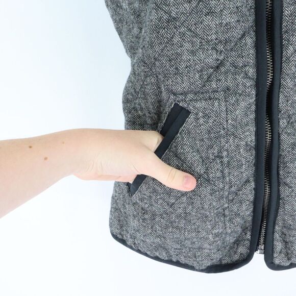 Old Navy Quilted‎ Vest Jacket Full Zip Womens Size S Gray Herringbone Pockets - Picture 5 of 8